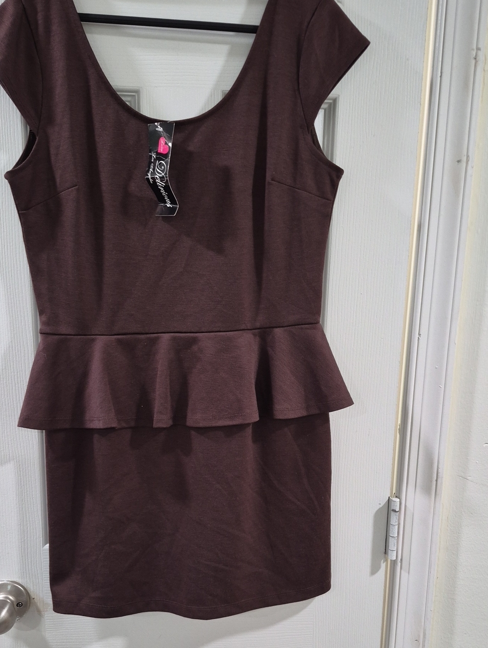 Delirious Chocolate Brown Peplum Mini Dress